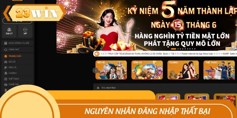 Một số nguyên do khiến việc đăng nhập thất bại
