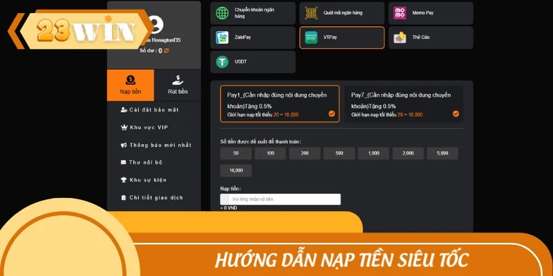 Hướng dẫn nạp tiền siêu tốc dành cho người mới áp dụng