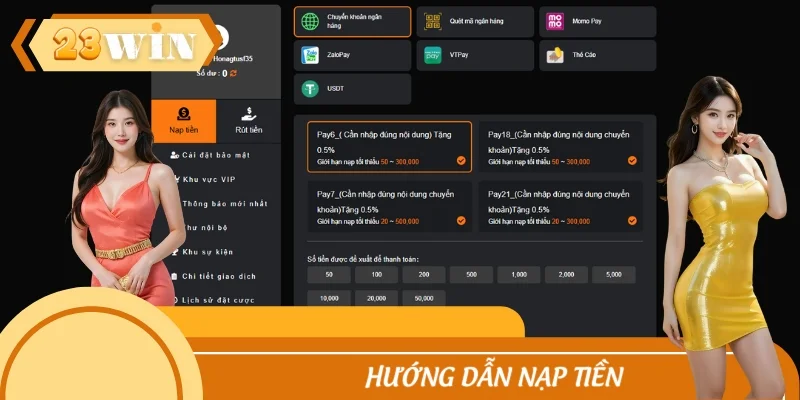 Hướng Dẫn Nạp Tiền 23WIN An Toàn Tuyệt Đối Trong 1 Phút